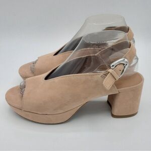 Aerosoles Cornelia Suede Heeled Peep Toe Sandal. Size 7.